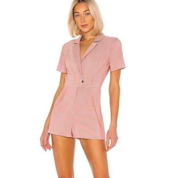House of Harlow 1960 X Revolve Ronia Romper in Orange & Grey Size Small Strip - Picture 1 of 10